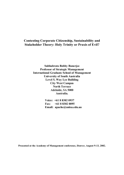 Contesting Corporate Citizenship, Sustainability and
