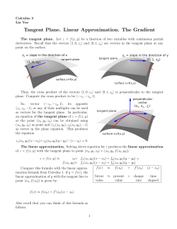 Tangent Plane. Linear Approximation. The Gradient