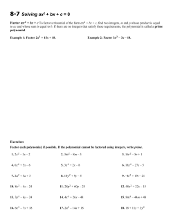 8-7 Solving ax2 + bx + c = 0
