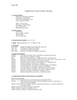 CURRICULUM VITAE OF JOHN LOFLAND 1. Current Position