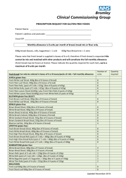 Gluten Free Prescription Request Form