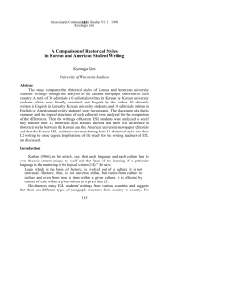 A Comparison of Rhetorical Styles in Korean and American Student
