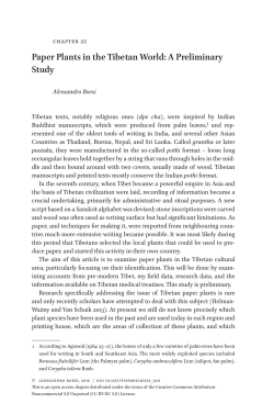 Paper Plants in the Tibetan World: A Preliminary Study