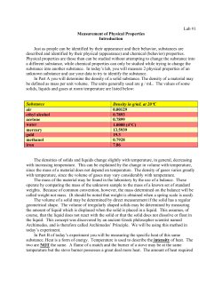 Lab #1 Measurement of Physical Properties Introduction Just as