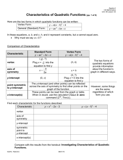 Characteristics of Quadratic Functions (pp. 1 of 5)