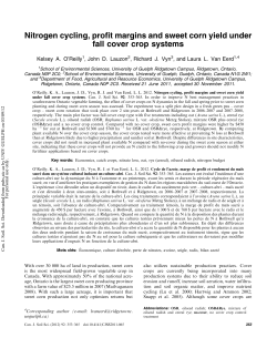 Nitrogen cycling, profit margins and sweet corn yield
