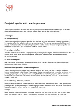 Pacojet Coupe Set Recipe Booklet