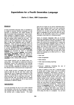 Expectations for a Fourth Generation Language