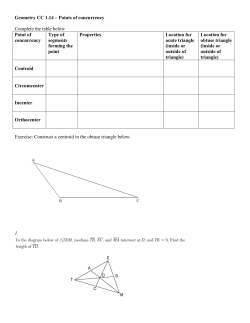 Geometry CC 1.14 &ndash; Points of concurrency Complete the table