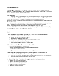 FOURTH GRADE RELIGION Focus: Living the Christian Life