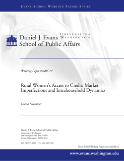 Rural Women`s Access to Credit - Evans School of Public Policy and