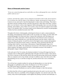 History of Photography and the Camera