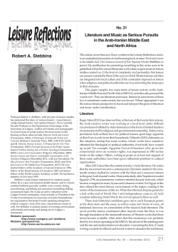 Literature and Music as Serious Pursuits in the Arab