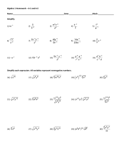 Algebra 1 Homework &ndash; 6-1 and 6-2 Name: Date: Block: Simplify. 1