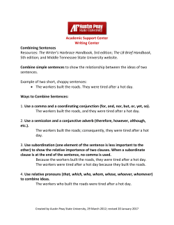 Combining Sentences - Austin Peay State University