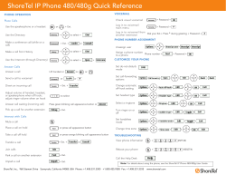 ShoreTel IP Phone 480/480g Quick Reference