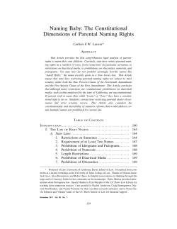 The Constitutional Dimensions of Parental Naming Rights