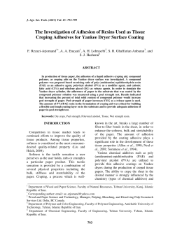 The Investigation of Adhesion of Resins Used as Tissue Creping