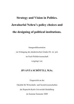 Strategy and Vision in Politics. Jawaharlal Nehru`s policy choices