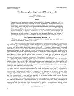 The Commonplace Experience of Meaning in Life