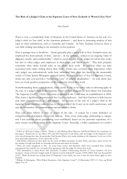 The Role of a Judge`s Clerk at the Supreme Court of New Zealand