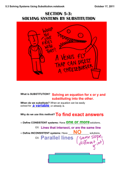 5.3 Solving Systems Using Substitution.notebook
