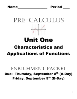 PRE-CALCULUS Unit One