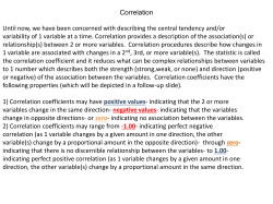 Correlation Until now, we have been concerned with describing the