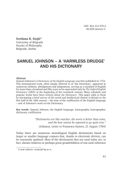 samuel johnson &ndash; a `harmless drudge` and his dictionary