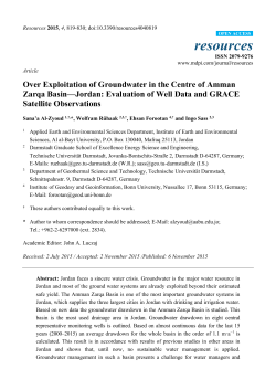 Over Exploitation of Groundwater in the Centre of Amman Zarqa