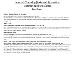 Limerick Township Parks and Recreation Summer Specialty Camps