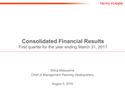 Earnings Release Conference for the 1st Quarter