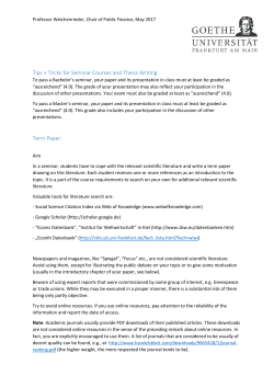 Tips + Tricks for Seminar Courses and Thesis Writing Term Paper: