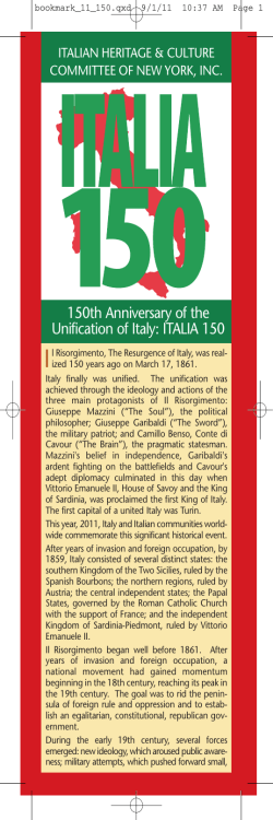 150th Anniversary of the Unification of Italy: ITALIA 150