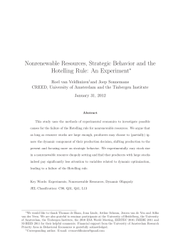 Nonrenewable Resources, Strategic Behavior and the Hotelling