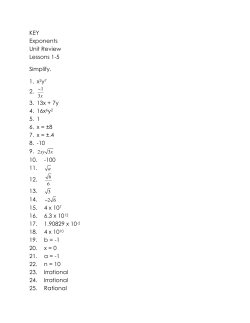 KEY Exponents Unit Review Lessons 1