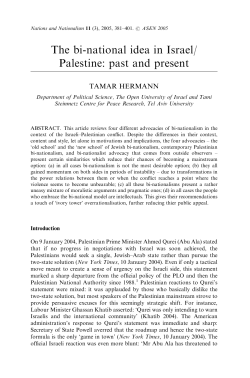 The bi-national idea in Israel/ Palestine: past and present