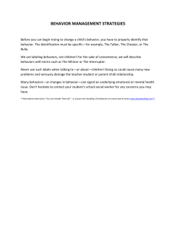 behavior management strategies - Joliet Public Schools District 86