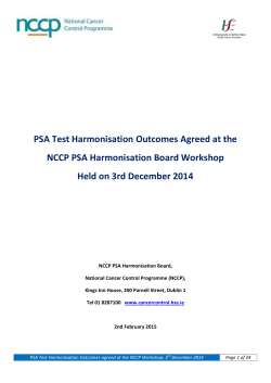 Agreed Outcomes NCCP PSA Harmonisation Workshop Report.