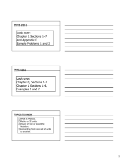 Notes for Introduction to Physics and System of Units