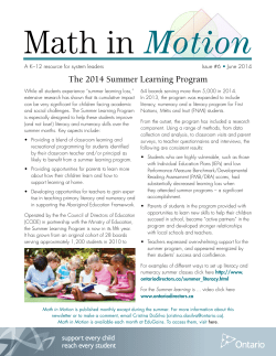 Math in Motion Newsletter 6 June 2014