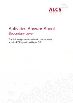 Activities Answer Sheet