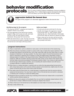 SAFER behavior modification for aggression in the kennel