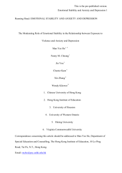 Emotional Stability and Anxiety and Depression 1 Running Head