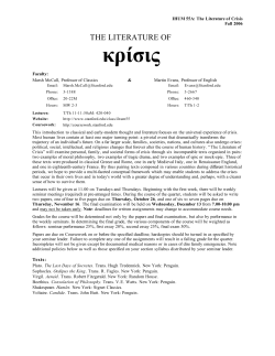 Literature of Crisis Syllabus