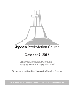 Skyview Presbyterian Church October 9, 2016