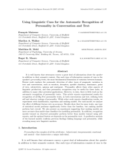 Using Linguistic Cues for the Automatic Recognition of Personality