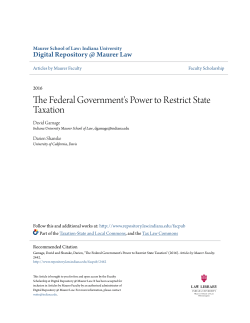The Federal Government`s Power to Restrict State Taxation