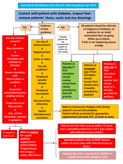 Contact with patient with diabetes. Inspect feet