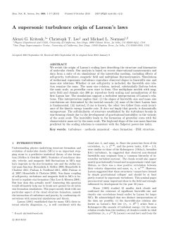 A supersonic turbulence origin of Larson`s laws